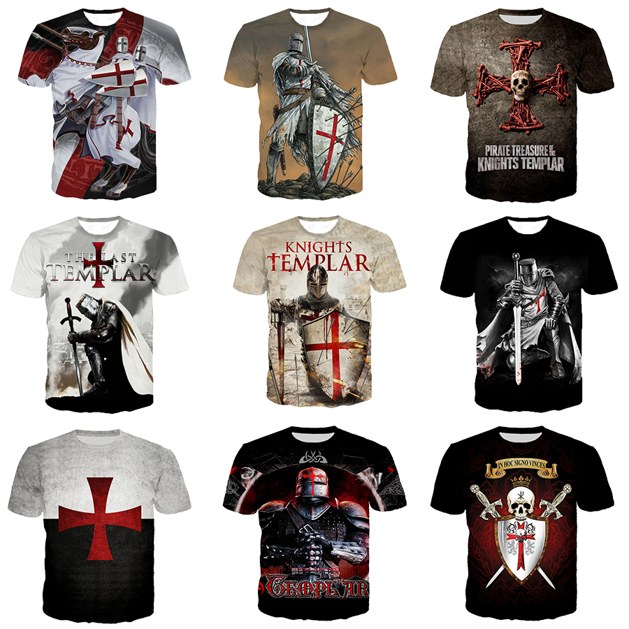 Knights Templar 3D Printed T Shirt for Men Fashion Casual 3D Printing T Shirt From Men Women Hip Hop Streetwear T Shirt Tee Tops