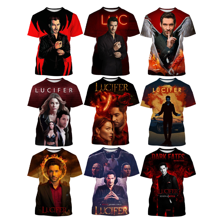 Lucifer 3D Printed T-Shirt for Men 2022 Hot American Movies 3D Digital Printing tshirt All Over Print Hip Hop Clothing T shirt