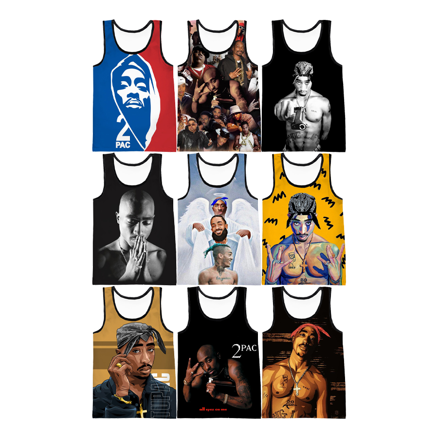 2pac 3D Digital Printing Tank Top for Men Hot Rapper Tupac Custom All Over Print Graphics Sleeveless Tops Printed 3D Clothing