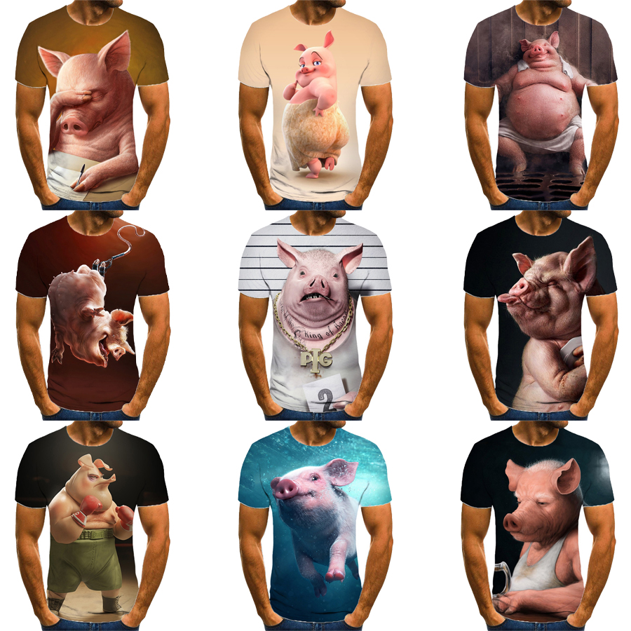 Funny Animals Pig 3D Digital Printing Shirt for Men's and Kid's Fashion Cool Unisex Custom All Over Print OEM and ODM Tops