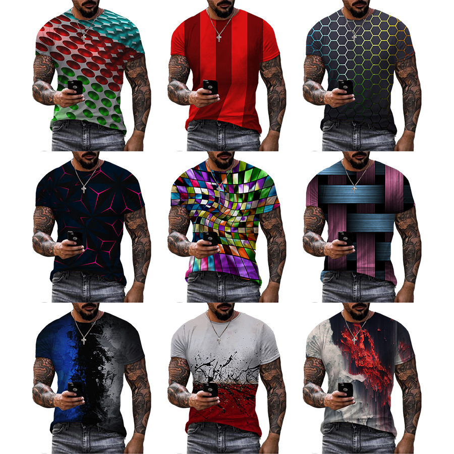 Three-dimensional Pattern Printed Shirt for Men's Pretty Summer Short Plus Size Over Printing Tops From Men OEM and ODM T-shirts