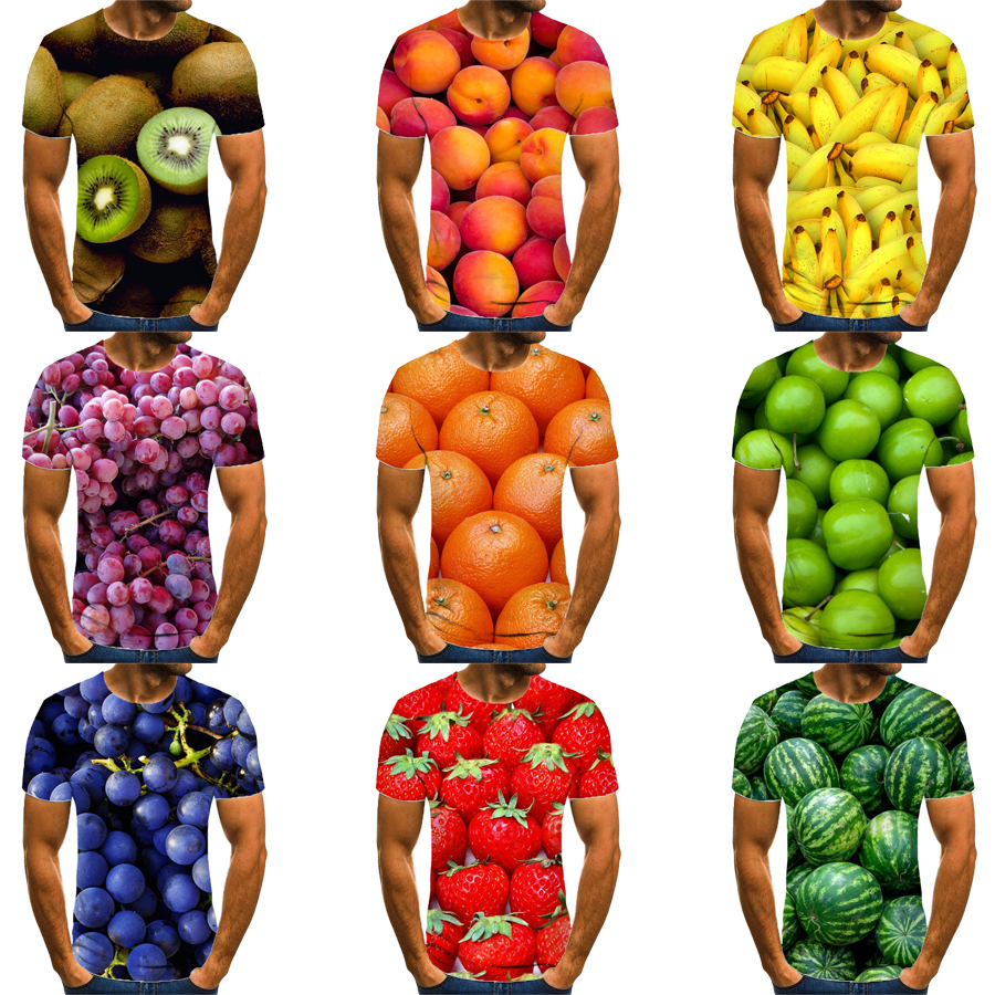 Funny Fruit 3D Digital Printing Shirt for Men's and Kid's 2022 New Design Unisex Custom All Over Print OEM and ODM Tops