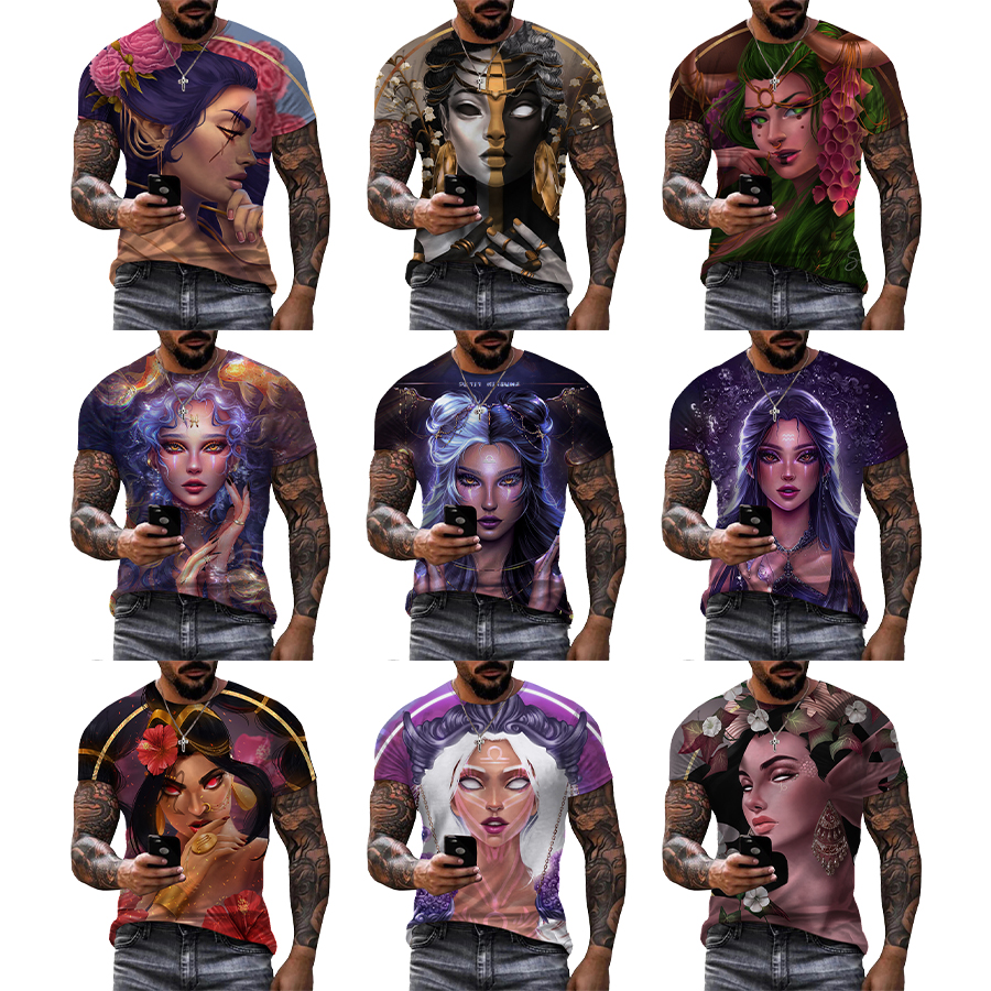 Zodiac Fantasy 3D Printed Shirt for Men's Beautiful Summer Short Plus Size Over Printing T Shirt From Men OEM and ODM T-shirts