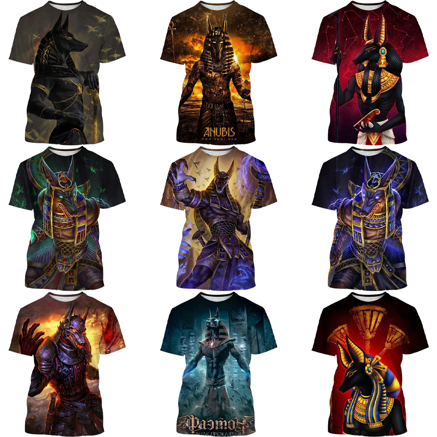 Ancient Egyptian God 3D Digital Printing Shirt for Men's and Kid's Grim Reaper Anubis Custom All Over Print OEM and ODM Tops