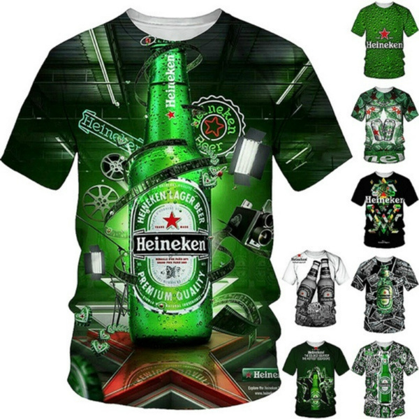 Beer Heneken 3D Printed Shirt for Men 3D Digital Printing Shirt All Over Print Custom T-shirts Oversized Tees Graphic Clothing