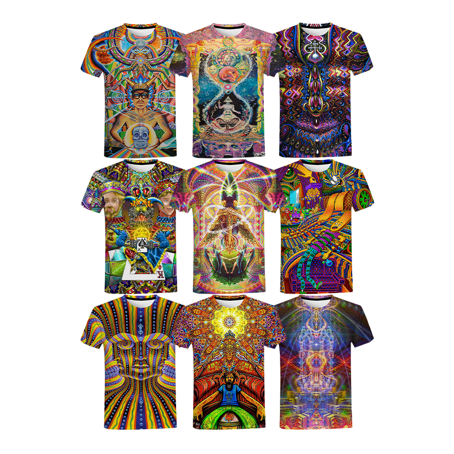 Hot DMT art 3D Printed Shirt for Men 2022 Hot Pattern Digital Printing T Shirt Custom Unisex Over Print OEM and ODM T-shirts