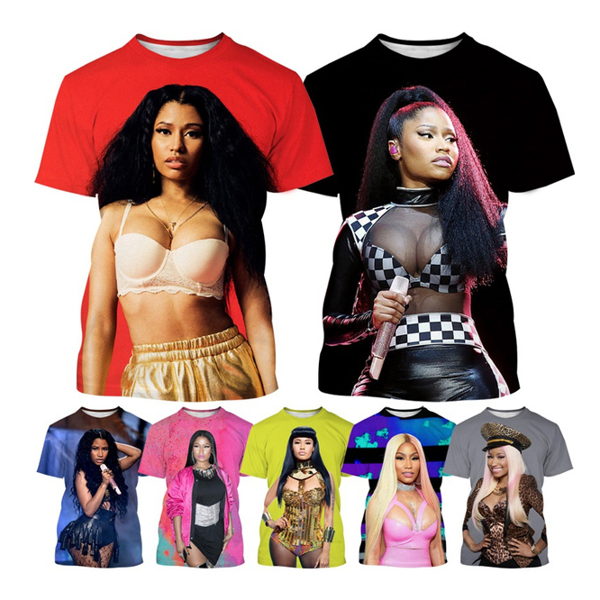 Summer New Sexy Singer Nicki Minaj 3D Printed Shirt for Men Fashion Casual 3D Printing Shirt From Men Round Neck  Top