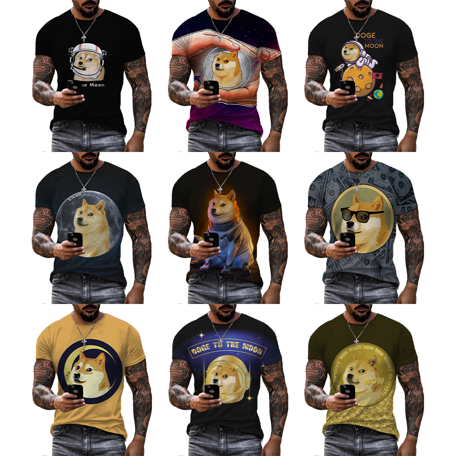 2022 Funny Dog To the Moon 3D Printed Shirt for Men's Summer Short Plus Size Over Printing T Shirt From Men OEM and ODM T-shirts