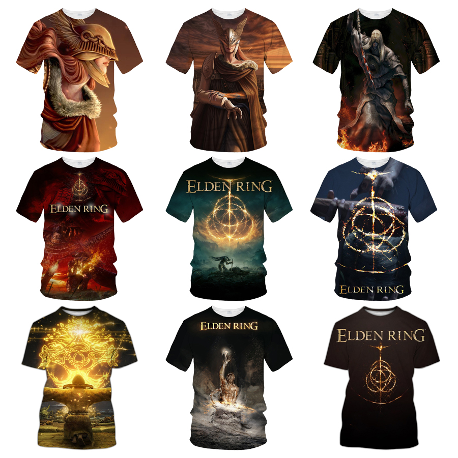 Hot Sale New Elden Ring 3D Printing T-shirt 2022 Dark Souls Printing Men's and Kid's Game Shirts Casual Fashion Round Neck Tops