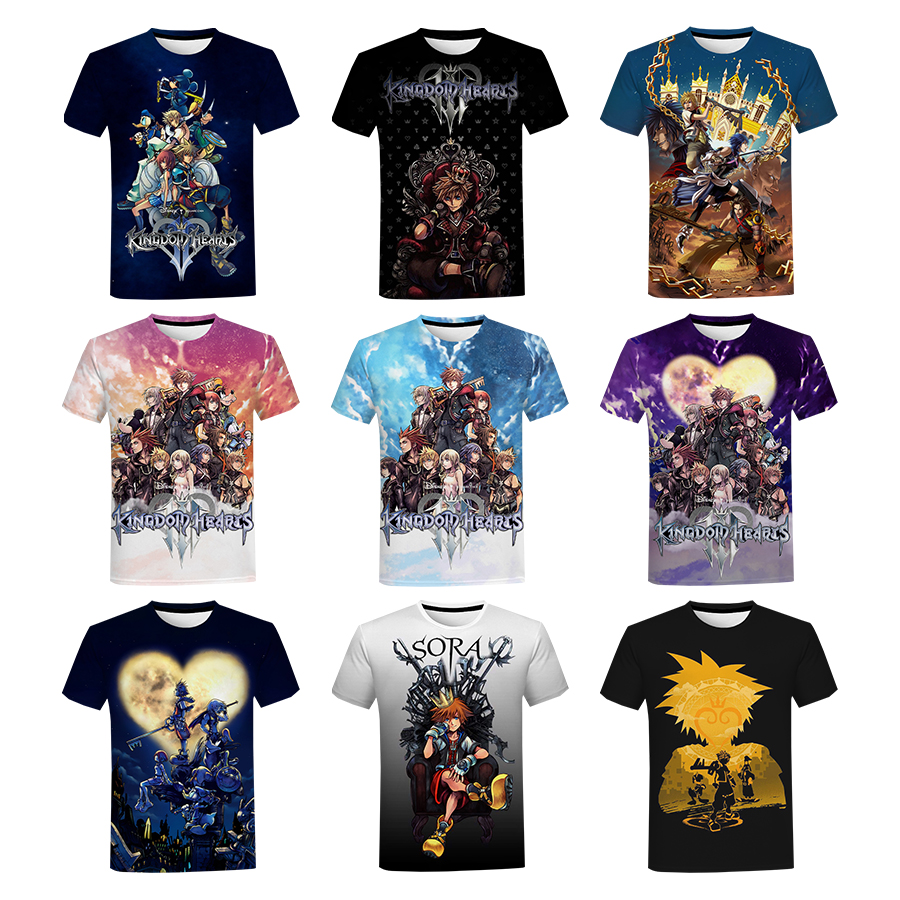 Kingdom Hearts 3D Printed Shirt for Men 2022 Hot Games Summer Casual 3D Printing Shirt From Men Round Neck Personality Tops