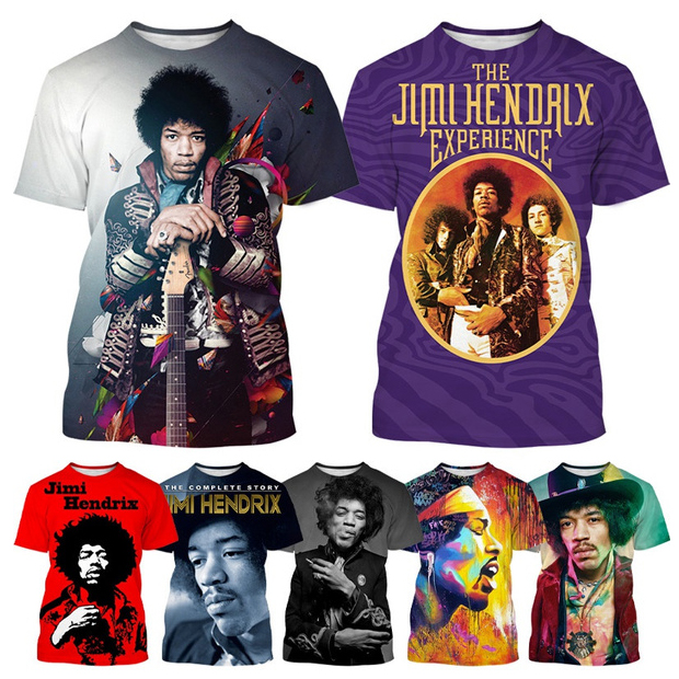 New Fashion Rock Singer Jimi Hendrix 3D Printed Shirt for Men Casual Punk King 3D Printing Shirt From Men Fashion Guitar Tops