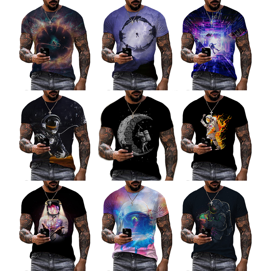 2022 New Astronaut 3D Printed Shirt for Men's Custom Unisex Funny Plus Size Over Printing T Shirt From Men OEM and ODM T-shirts