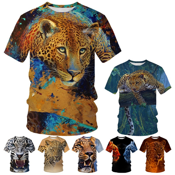 Summer Animal Cheetah 3D Printed Shirt for Men Personality Fashion Leopard 3D Printing Shirt From Men Funny Cool Oversized Tops