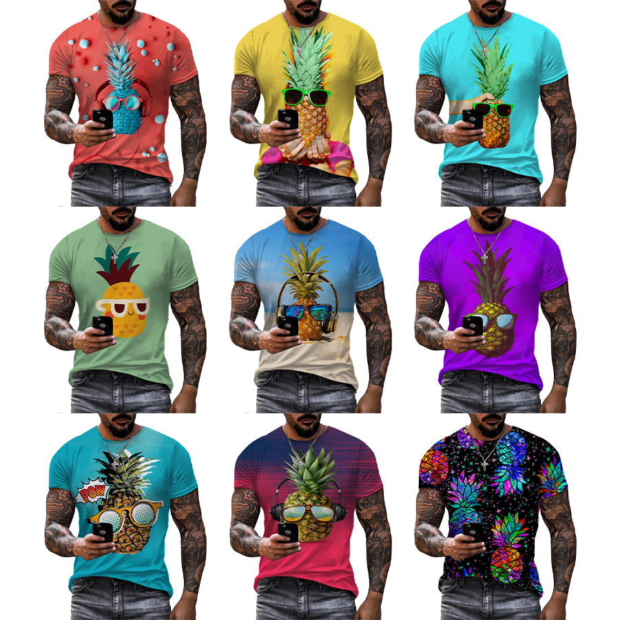 Funny Sunglasses Pineapple 3D Printed Shirt for Men Digital Printing T Shirt Custom Unisex Over Print OEM and ODM T-shirts