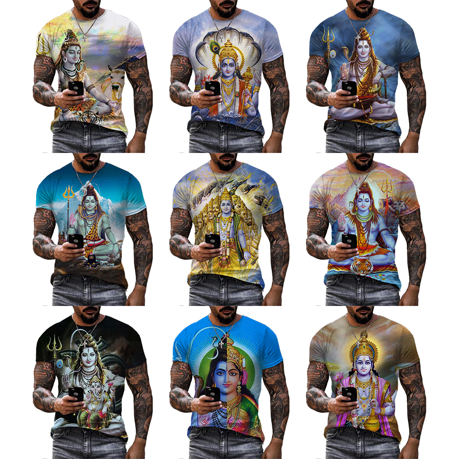 Hindu God Lord Shiva 3D Printed Shirt for Men's Summer Short Plus Size Over Printing T Shirt From Men OEM and ODM T-shirts