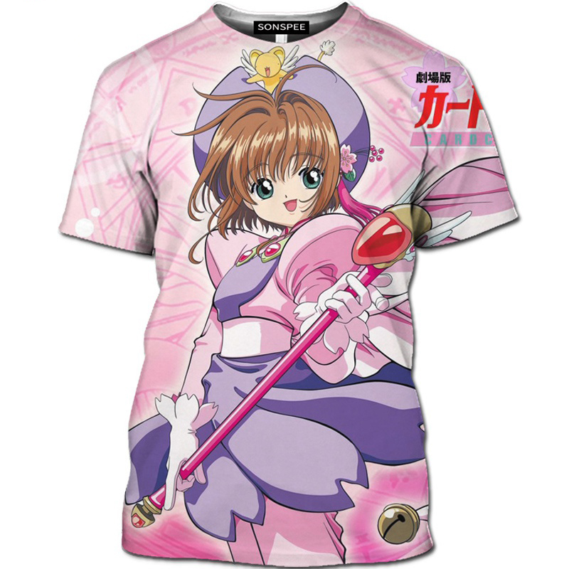 Hot Sale Anime Sakura Card Captor 3D Printed T-shirt Kids Fashion Casual Sweatshirt Cartoons Popular Round Neck Streetwear