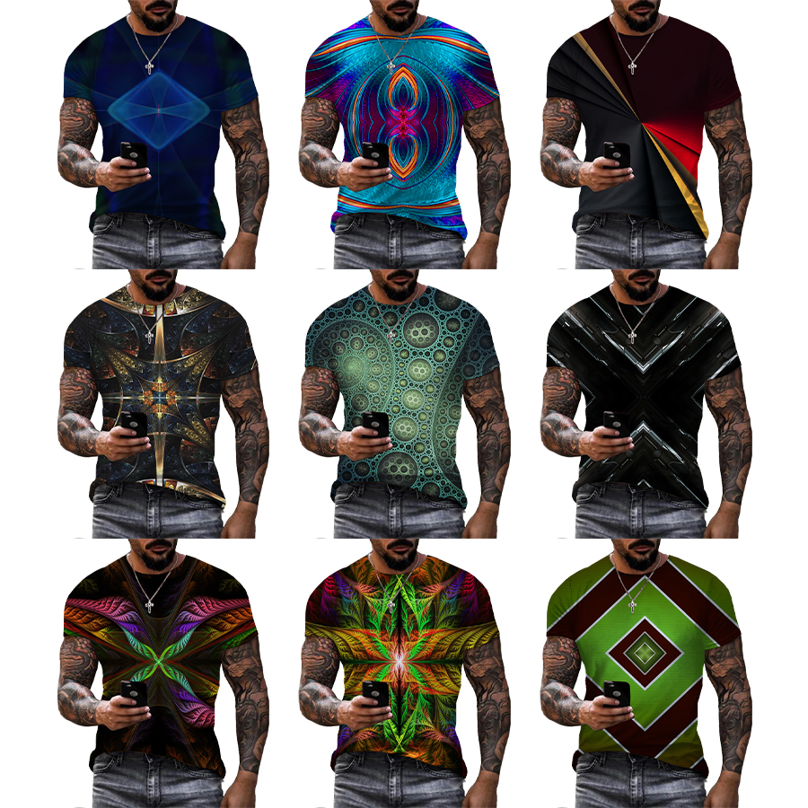 2022 Symmetry 3D Printed Shirt for Men's Fashion Summer Short Plus Size Over Printing T Shirt From Men OEM and ODM T-shirts