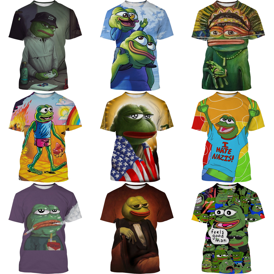 2022 Hot Manga The Sad Frog Pepe 3D Digital Printing Shirt for Men's and Kid's Unisex Custom All Over Print OEM and ODM Tops