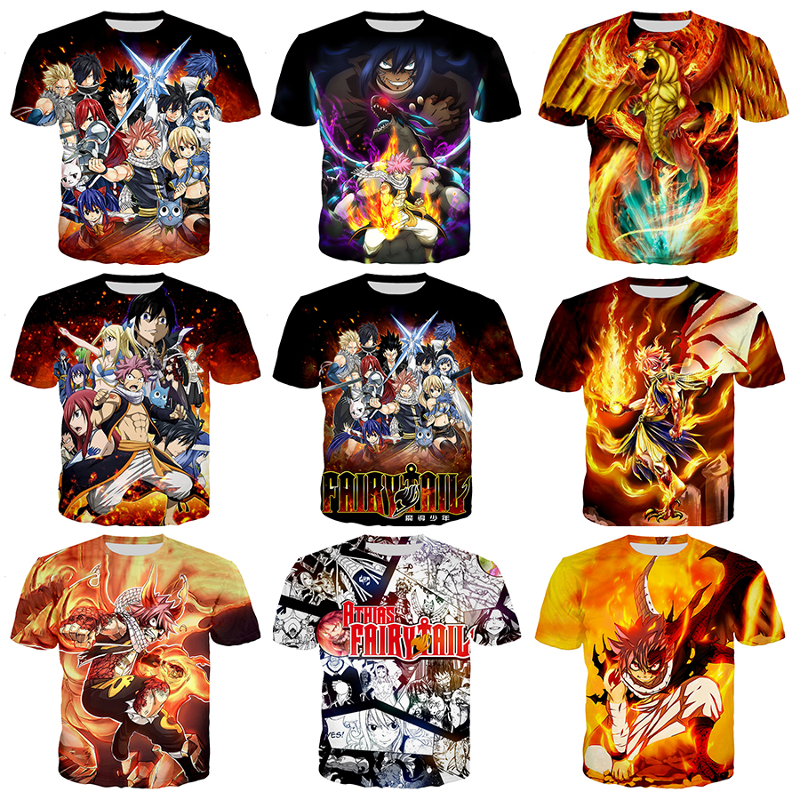 FAIRY TAIL Anime 3D Printed Shirt for Men Couple Anime 3D Printing Shirt From Men Street Clothing Comfortable O-Neck Tops
