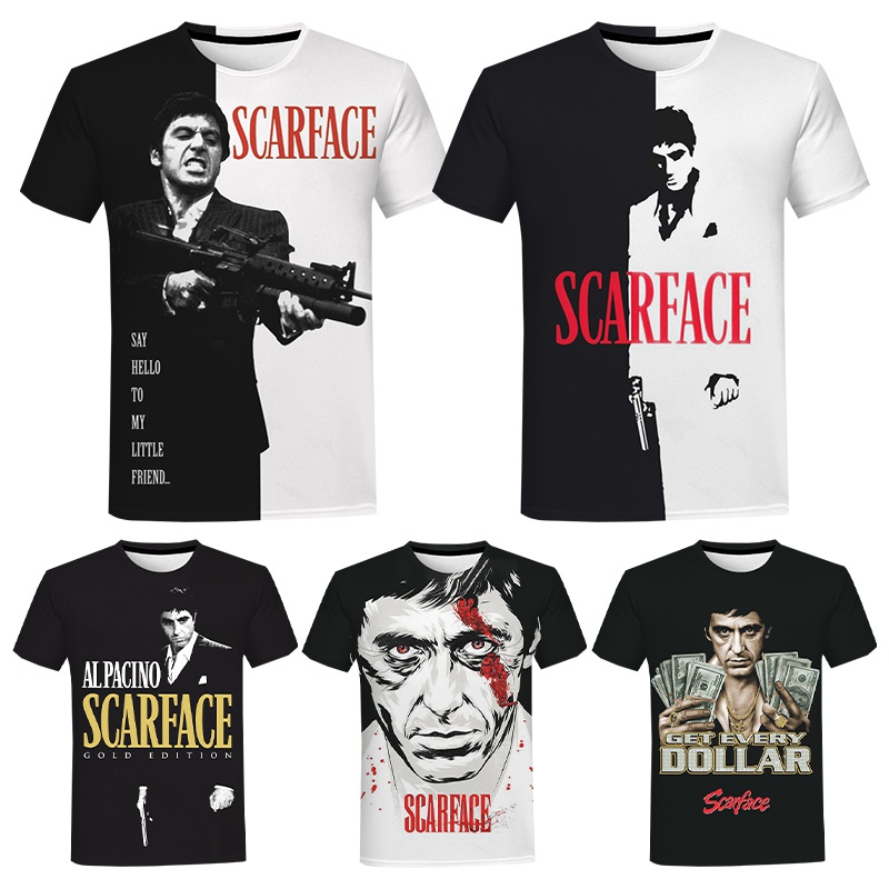 Scarface 3D Printed Shirt for Men All Over Print Tee Graphic Tops Hip Hop Tony Montana Custom Digital Printing  T Shirt Clothing