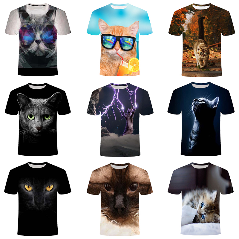 2022 New Cute Cat 3D Printed Shirt For Men  Animal Cat Short-sleeved Summer Casual 3D Printing Shirt From Men Cool Tops