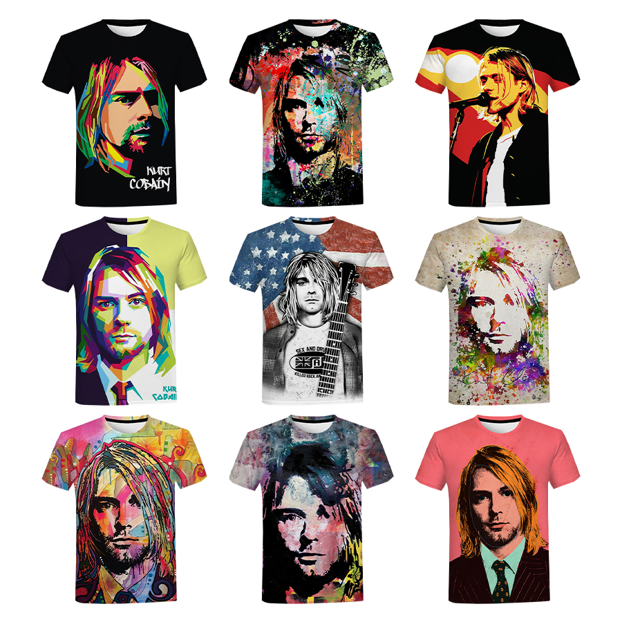 Kurt Cobain 3D Printed T-Shirt for Men Hot American Singer 3D Digital Printing tshirt All Over Print Hip Hop Clothing T shirt