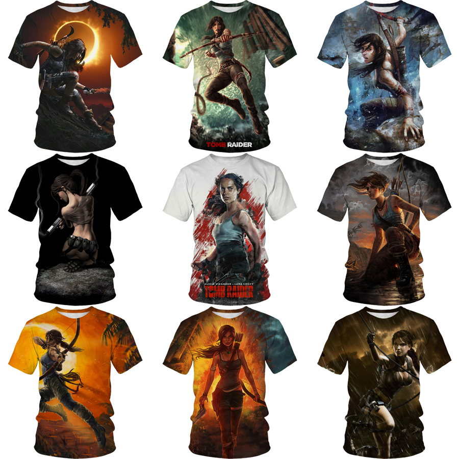 2022 Hot Games  Tomb Raider 3D Digital Printing Shirt for Men's and Kid's Cool Unisex Custom All Over Print OEM and ODM Tops