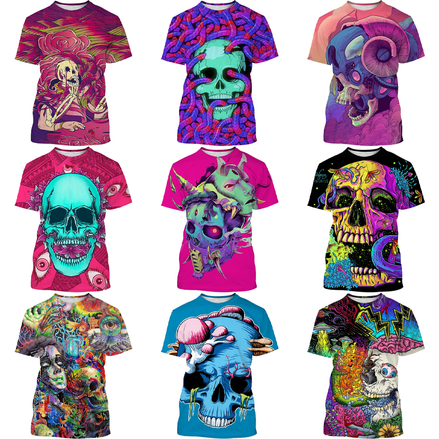 Horror Drawing Poison gas 3D Digital Printing Shirt for Men's and Kid's 2022 New Unisex Custom All Over Print OEM and ODM Tops