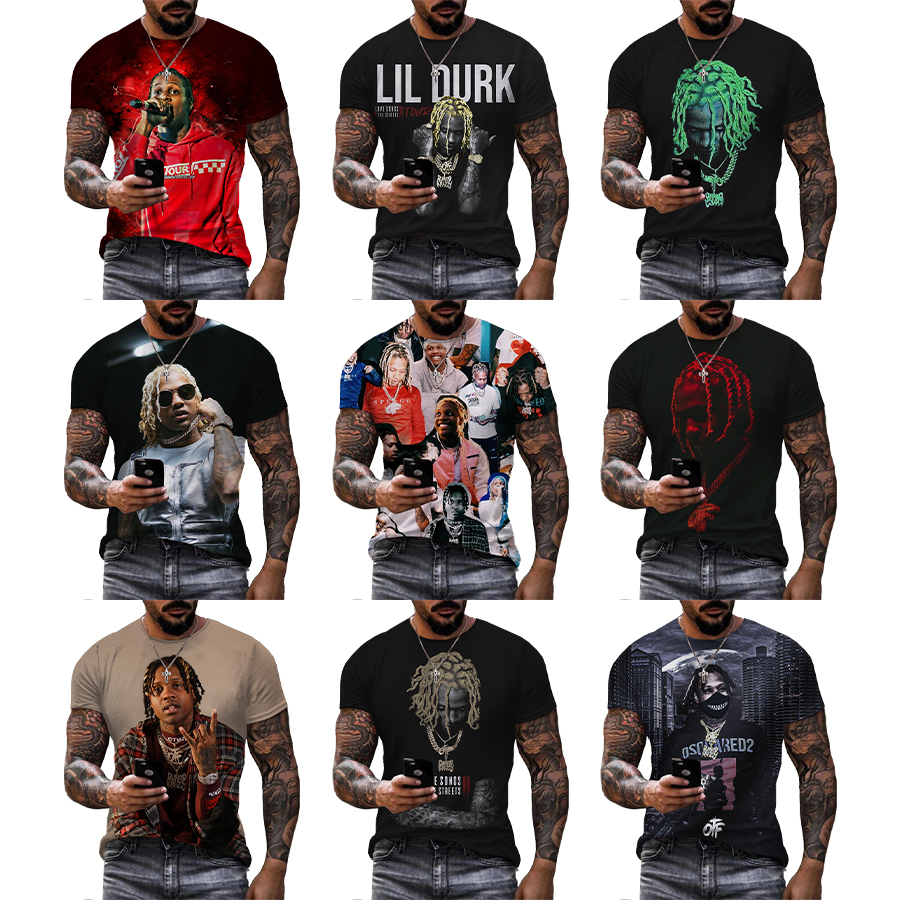 2022 Lil Dunk 3D Printed Shirt for Men Hot American Rapper 3D Digital Printing tshirt All Over Print Hip Hop Clothing T shirt
