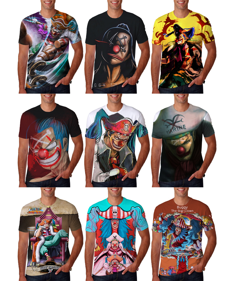 Four Emperors Clown D Buggy 3D All Over Print Japanese Anime shirt Printed T-shirt Short-sleeved Plus Size Graphic T shirt