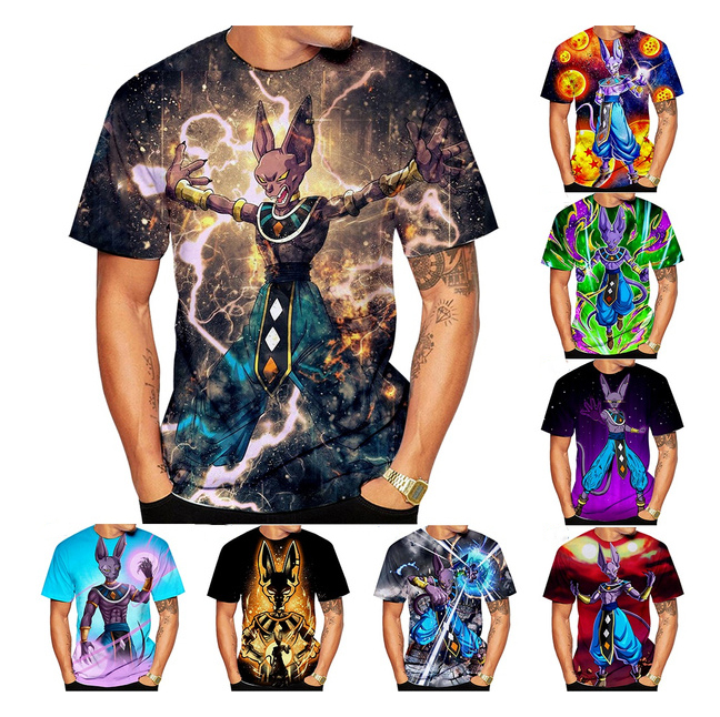 Hot Funny Japanese Classic Anime Beerus 3D Printing Fashion Cartoon T-shirt for Men and Women Casual Cool Tops