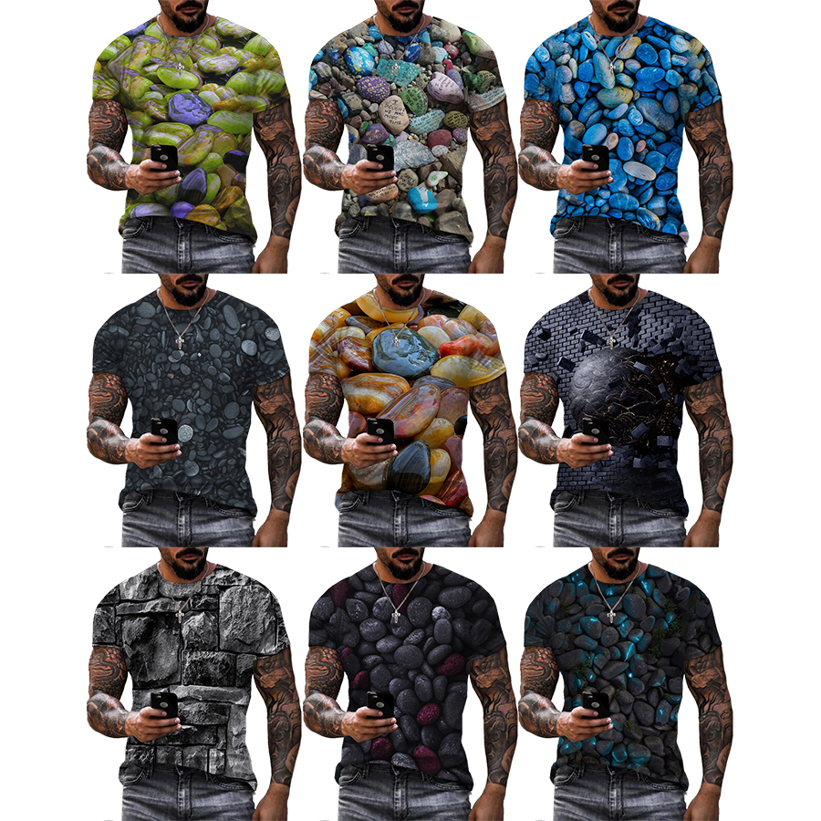 Stone Pattern 3D Printed Shirt for Men's Pretty Summer Short Plus Size Over Printing T Shirt From Men OEM and ODM T-shirts