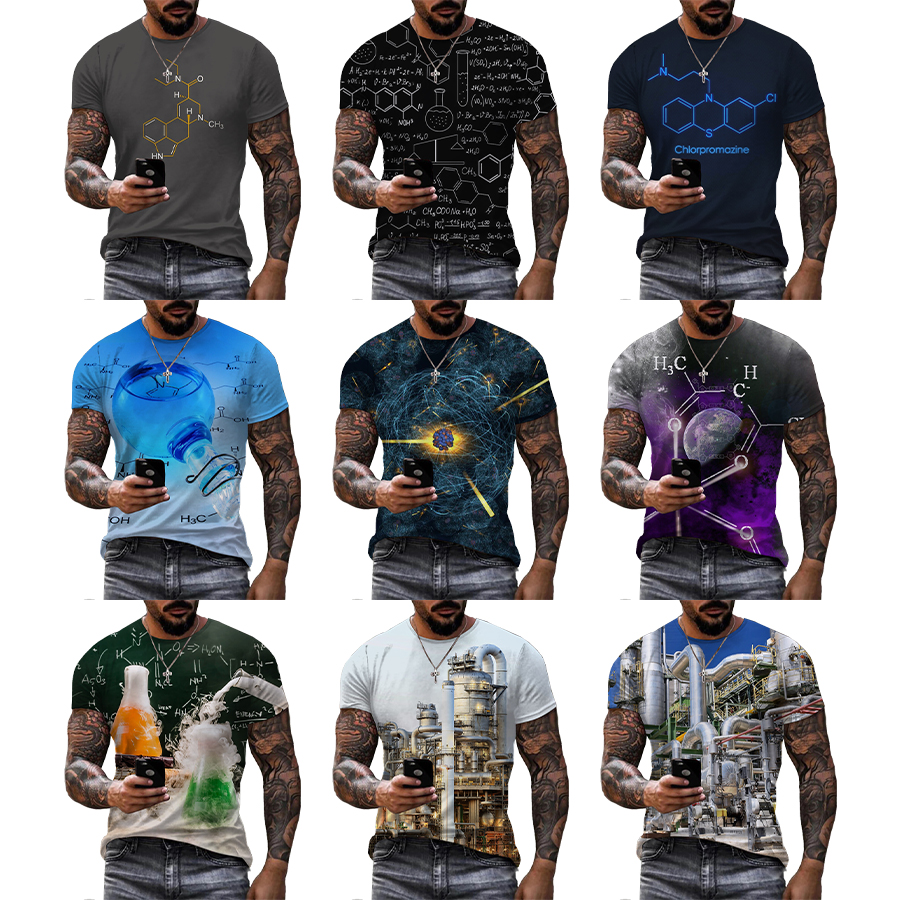 Chemicals 3D Printed Shirt for Men's 2022 Fashion Summer Short Plus Size Over Printing T Shirt From Men OEM and ODM T-shirts