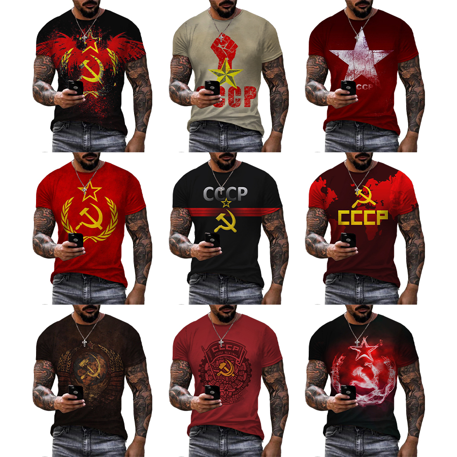 Russia CCCP 3D Printed Shirt for Men's Fashion Summer Short Plus Size Over Printing T Shirt From Men OEM and ODM T-shirts
