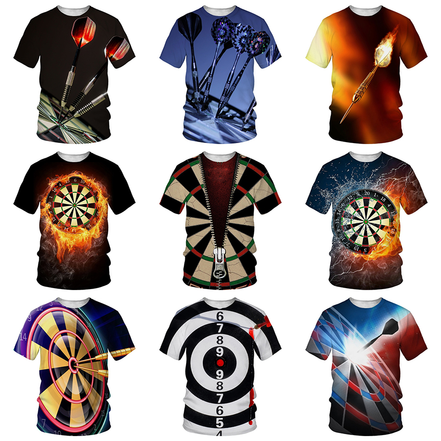 2022 Dart Board 3D Digital Printing Shirt for Men's and Kid's Run Neck Fashion Throw Game All Over Print OEM and ODM Tops