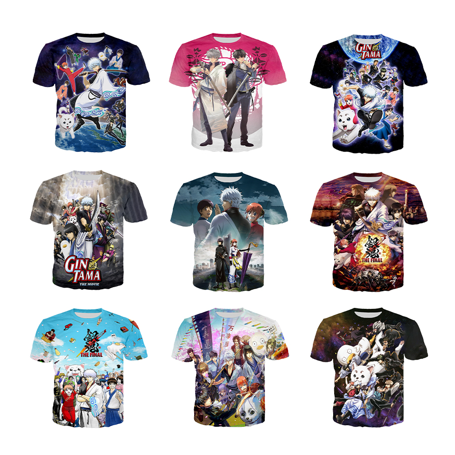 Gintama 3D Printed Fashion T-shirt Men Casual O-Neck Streetwear Tshirt Spring Summer New Sports Casual Male Tees Hip Hop Tops
