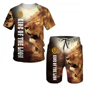 Summer 3D Printed Men’s T-shirt Shorts Set Ferocious Lion Men’s Sportswear Tracksuit O Neck Short Sleeve Cool Men’s Clothing Suit