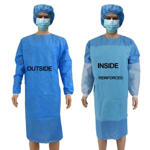 Disposable Medical Isolation Reinforcement Surgical Gowns with Knitted Cuff