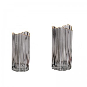 China Manufacturer Modern Style Unique Design High Transparent Pink Crystal Glass Vase for