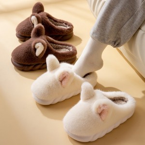 Cotton slippers men’s autumn and winter cartoon home thick-soled indoor warm and fleece couple cotton slippers women