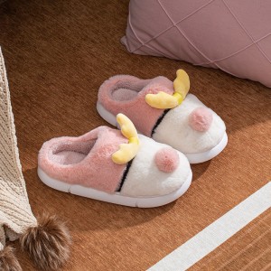 Platform cotton slippers women’s winter home household couple indoor slippers men cute outside wear plush autumn and winter warm shoes