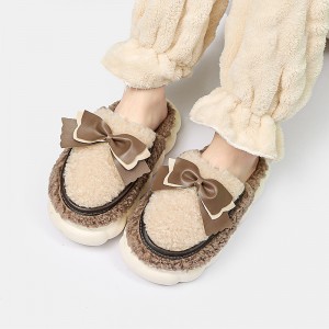 Step on feeling cotton slippers women’s winter warm plush girl heart anti-slip couple cute soft bottom outside wearing