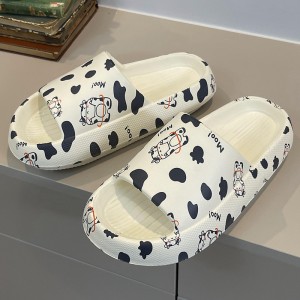 Feet feeling slippers Women’s indoor home in summer thick soled household cute cartoon dairy couple sandals