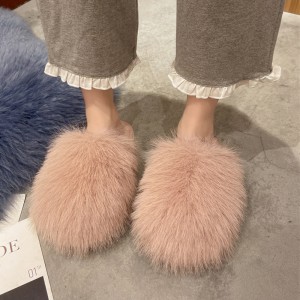 Ms long hair fluffy cotton slippers in winter home household lovers fashion shoes slippers female warm indoor wood floor