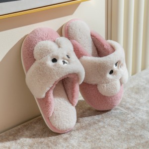 Cotton slippers female cute autumn and winter warm plush home couple indoor home