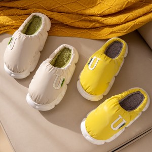 Home cotton slippers women’s autumn and winter indoor comfortable simple thick bottom warm couple cotton slippers men