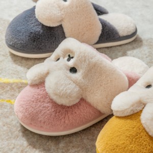 Cotton slippers female cute autumn and winter warm plush home couple indoor home