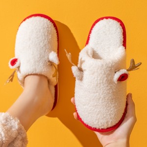 Explosive cotton slippers women’s winter antlers home non-slip home couples warm indoor confinement fur slippers men’s wholesale