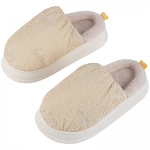 Puff cotton slippers women’s winter home indoor waterproof non-slip stepping on feeling thick bottom senior emotional couple wear cotton drag