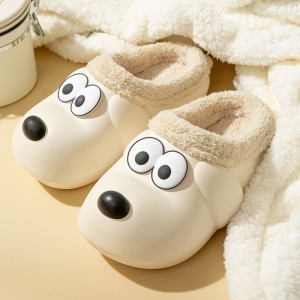 Cotton slippers women winter indoor plus velvet warm home couple stepping on shit cute cartoon cotton slippers men